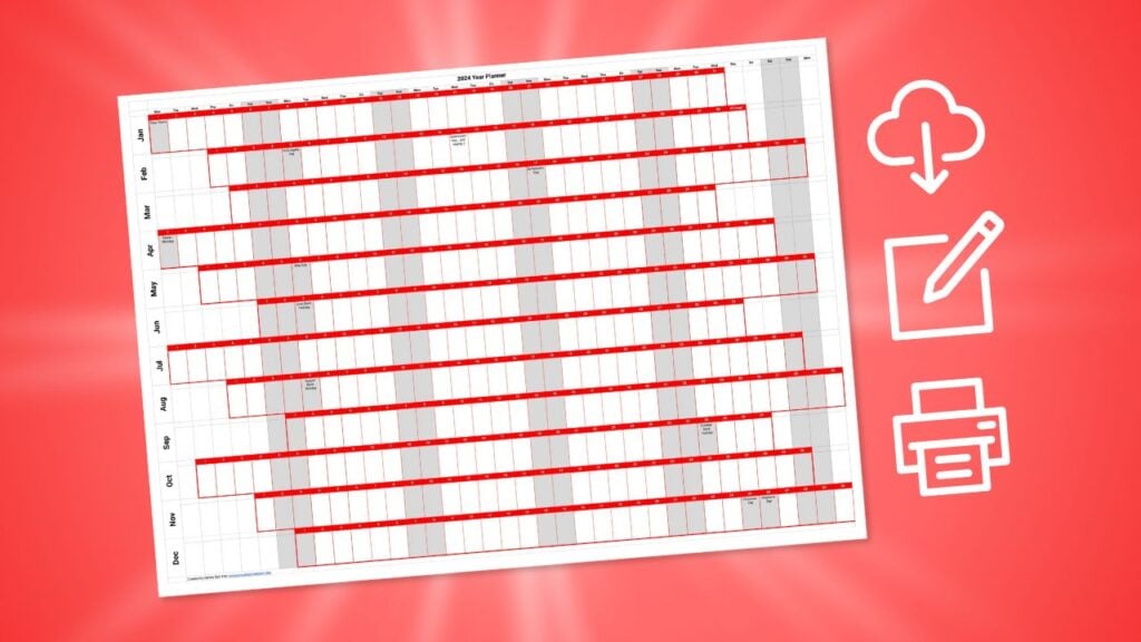 Free A3 Editable Printable Year Planner